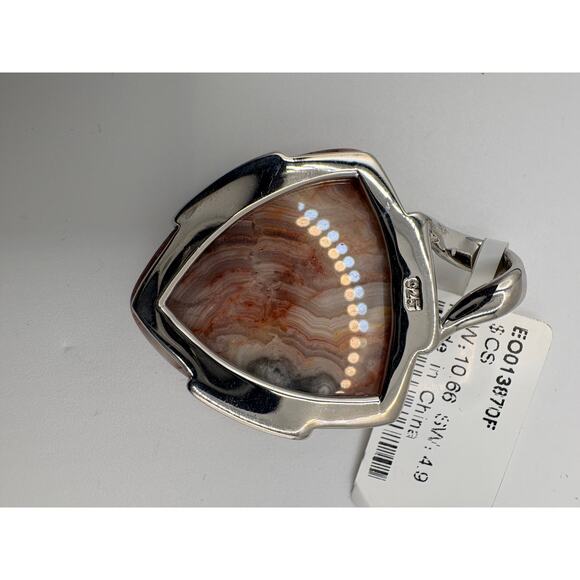 Sterling Silver Crazy Lace Agate Pendant 1.5" 13.1g - Picture 3 of 10